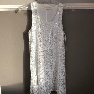 Lulu’s White swing dress with sequins. Worn once!